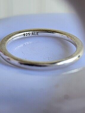 Pandora Ale 925 Simple Sterling Silver Stackable Ring Band Sz 8.5